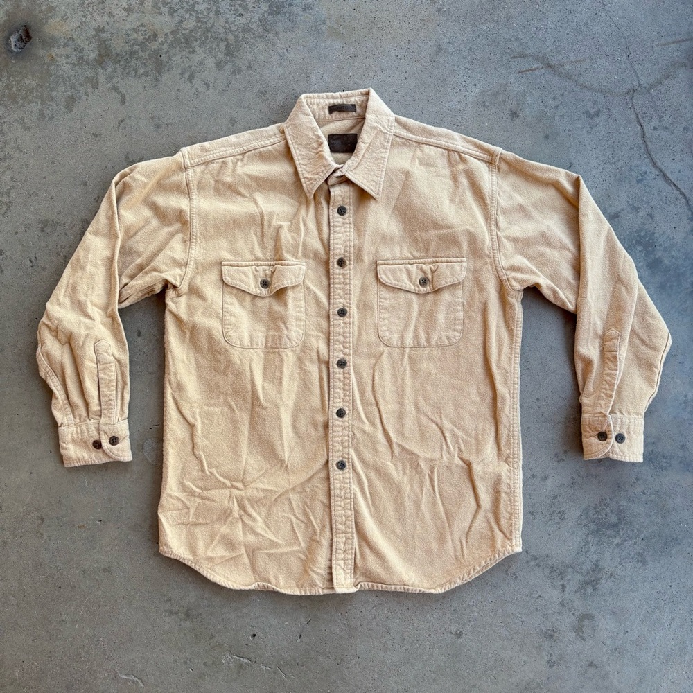 St. John's Bay Chamois Shirt Men's Medium Flannel Goldenrod Yellow 100% Cotton